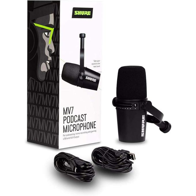 Shure MV7 Professional Dynamic Microphone for Recording, Podcasting, and Songwriting – Black