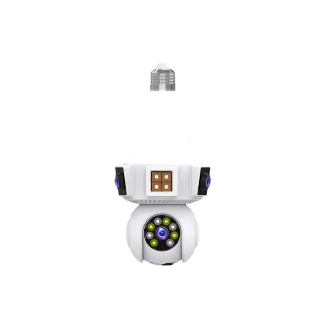 360-Degree Rotating Wireless Bulb Camera with 3 Lenses - 3MP