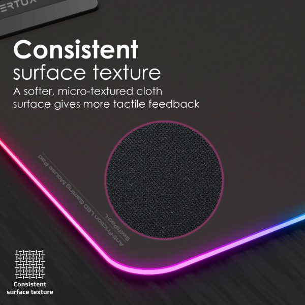 Vertux RGB LED Gaming Mouse Pad for Enhanced Game Immersion with Smooth Scrolling