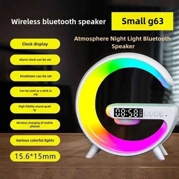 DIY Night Light Wireless Bluetooth Speaker with Wireless Charging and Digital Alarm Clock - 10 Lighting Modes