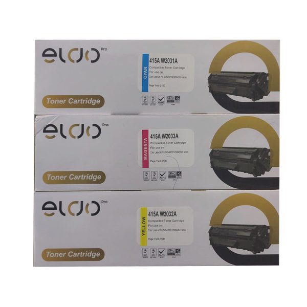 Eldo Compatible 415A Toner in Cyan, Magenta, and Yellow