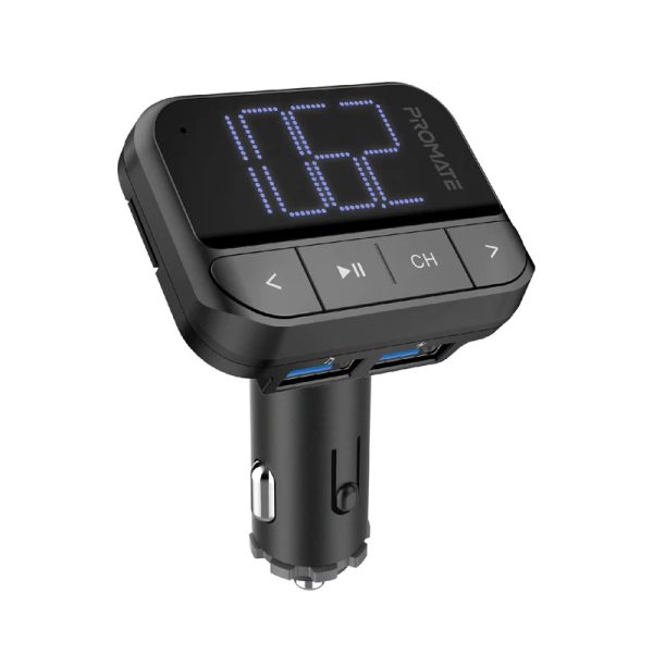 FM Transmitter for Cars with TF & USB Inputs and USB Charging Port — product view 2