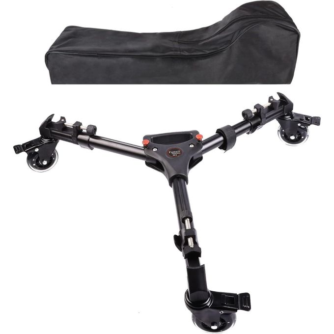 Yunteng Universal Folding Tripod Dolly Base with Wheels and Pulley for All Tripods and Light Stands – Black