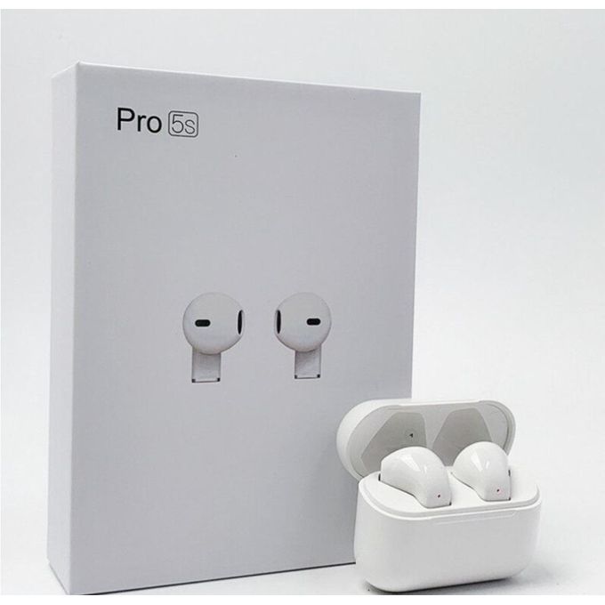 White TWS Pro 5S Mini Wireless Bluetooth Earbuds