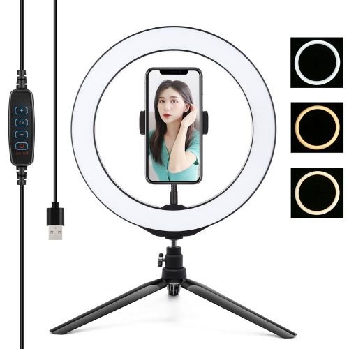 Puluz 10.2 Inch 3 Modes Dimmable LED Desktop Video Ring Light Selfie Lamp With Tripod Stand USB Plug For YouTube Live Photo Photography Studio In Kumasi