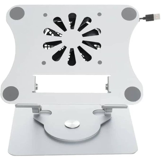 V6.1 Metal Folding Laptop Stand with Large Turbine Air-Cooling for Efficient Heat Dissipation, Adjustable Height, and 360° Swivel – Compatible with Multiple Laptop Models