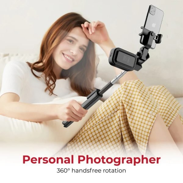 Promate Selfie Monopod Stand with Remote Controlled 360degree Rotation & LED Light