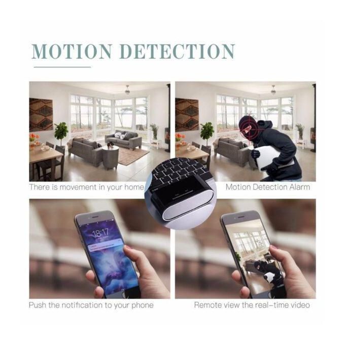 Black WiFi Hidden Camera Digital Clock for Table or Desktop
