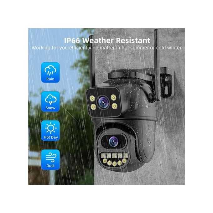 8MP 4K HD WiFi Outdoor Security Camera with Dual Lenses – Black — product view 2