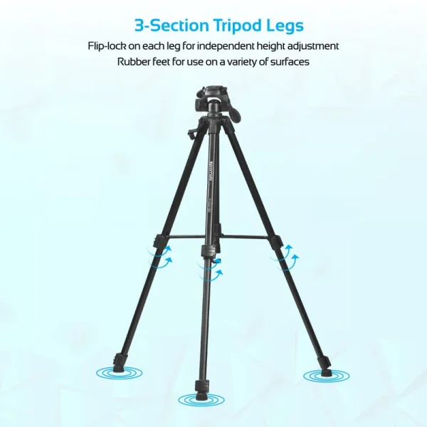 Promate 3-Section Aluminum Alloy Tripod with Quick-Release Plate
