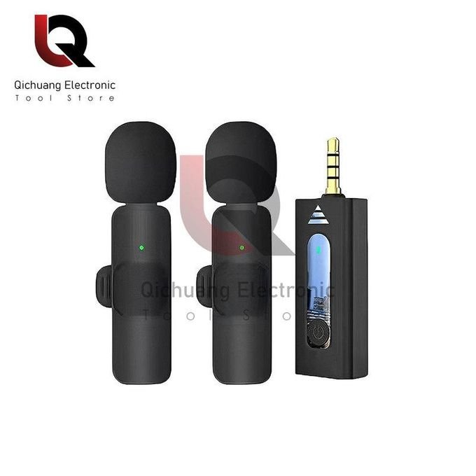 Bluetooth 5.0 Lavalier Microphone - Wireless Dual Clip Mini Mic with 3.5mm Audio Jack for Phone and Laptop Recording and Interviews