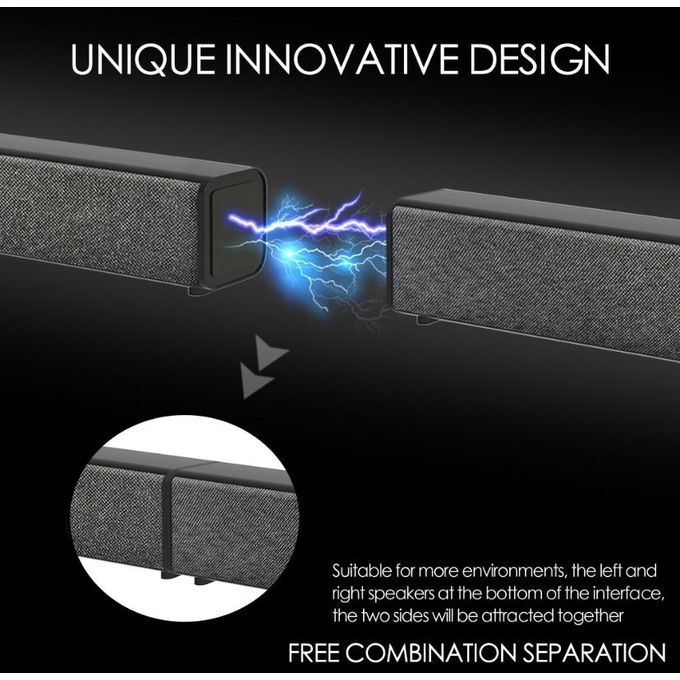 Black Wireless Soundbar with Subwoofer
