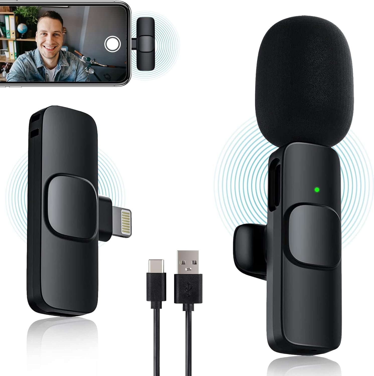 Buy Wireless Lavalier Microphone – Wireless Microphones Compatible with iPhone iPad, Plug-Play Wireless Mic for Recording, YouTube, TikTok, Facebook Live Stream, Noise Reduction Auto-Sync in Kumasi