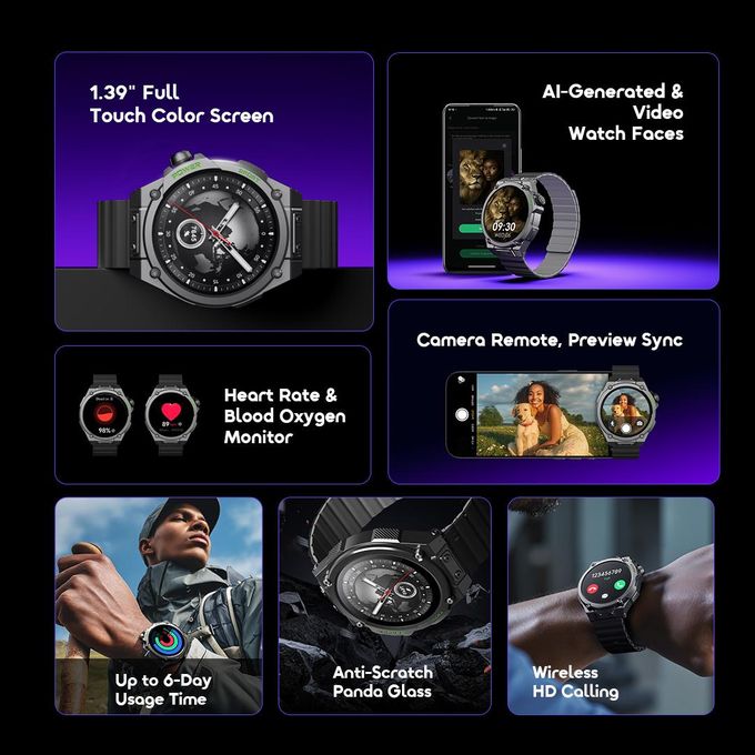 Oraimo Nova Smart Watch – 1.39-inch HD Display, Customizable Watch Faces, IP68 Waterproof