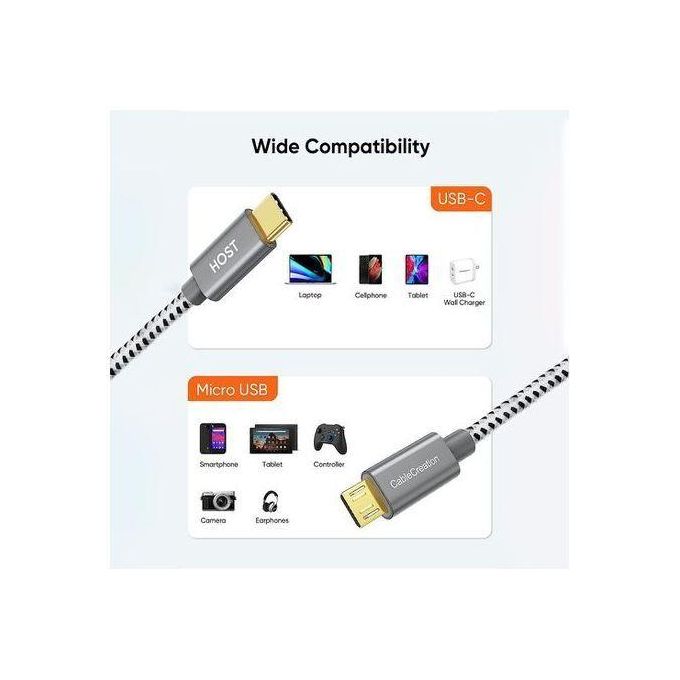 LASA 20cm OTG Converter Cable – Micro USB to USB-C Adapter