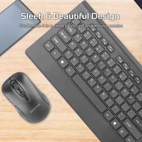 Sleek Wireless Full-Size Multimedia Keyboard and Mouse Set