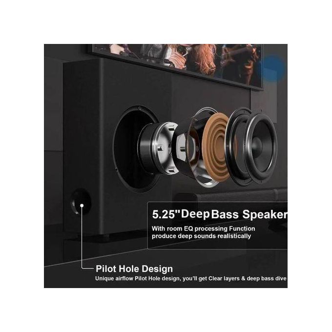 Premium Quality Wireless Soundbar with Powerful Deep Bass Subwoofer – Black