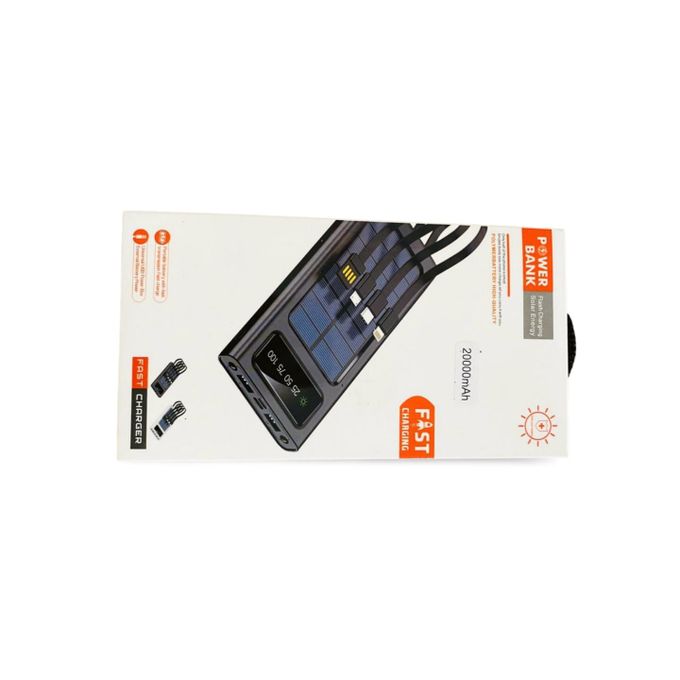 4-in-1 Black 20,000 mAh Solar Power Bank