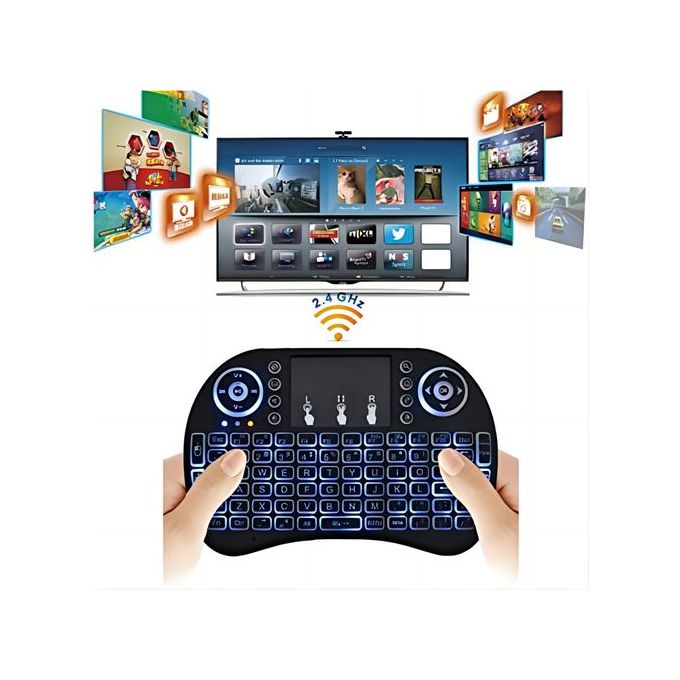 Black Rechargeable Mini Wireless Keyboard with 2.4GHz Backlit Touchpad — product view 5
