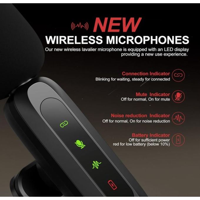 Wireless Lavalier Microphone for iPhone & Type-C with iOS Adapter, Professional Mini Clip-On Mic for Video Recording