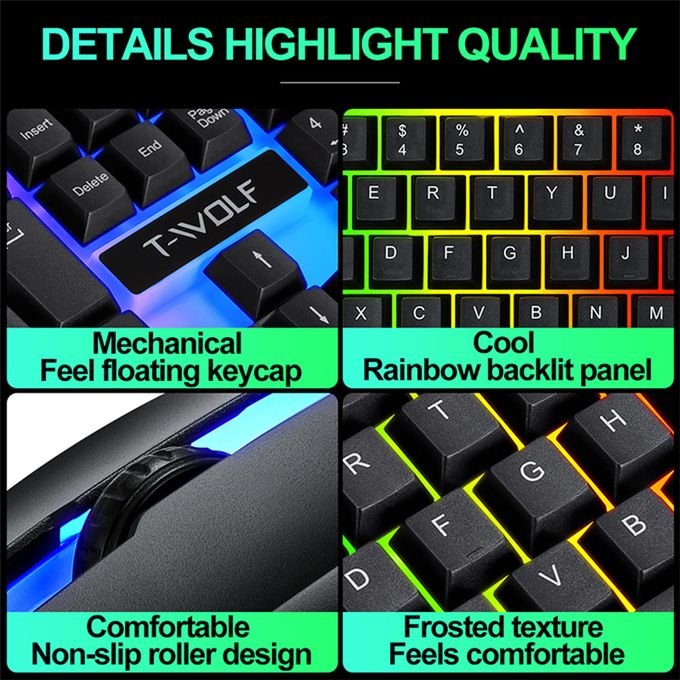 Wolf TF230 Wired Gaming Keyboard with Backlighting and Mouse in kumasi