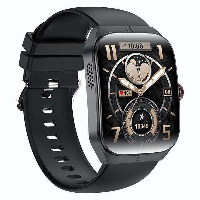 HK80 Black Smart Watch Fitness Tracker with Blood Pressure Monitoring and Notifications