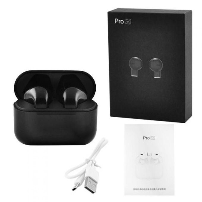 Black TWS Pro 5S Mini Bluetooth Wireless Earbuds