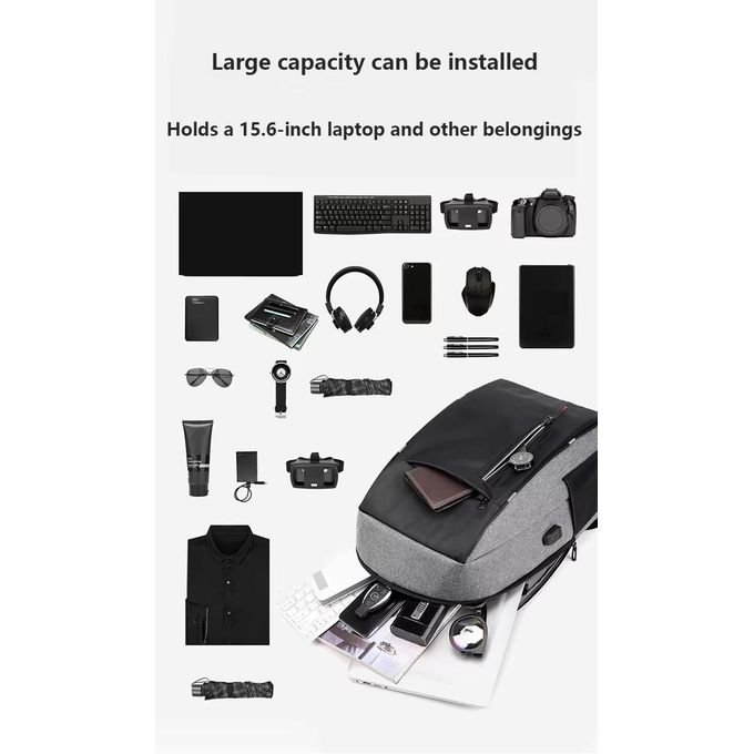 Fashion Laptop Backpack With USB Charger Port – Red/Black in Kumasi — product view 5