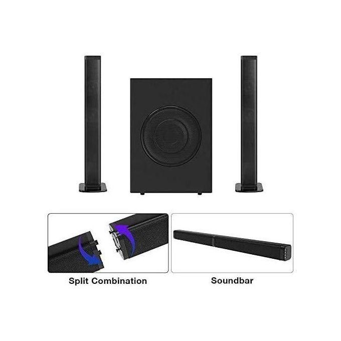 Onyx Power Mixers BT Soundbar Speaker with Subwoofer and Enhanced Bass Boost – Black