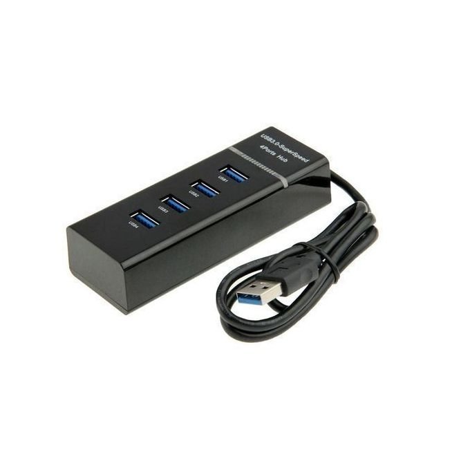 4-Port Black USB 3.0 Hub