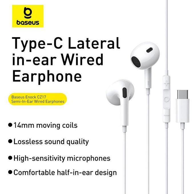 Baseus Encok C17 White Wired In-Ear Earphones with Type-C Connector