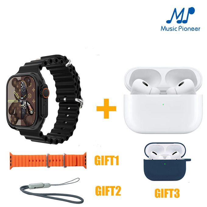 Music Pioneer T900Ultra2 & AirPro2S 2-in-1 Smartwatch and Bluetooth Earbuds Bundle
