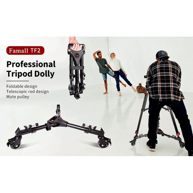Yunteng Universal Folding Tripod Dolly Base with Wheels and Pulley for All Tripods and Light Stands – Black