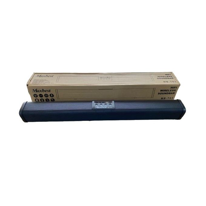Maxbest MB-T63 Wireless Bluetooth Soundbar Speaker – HiFi Stereo with Enhanced Bass, FM Radio, USB/TF Card Support, and Remote Control – Black