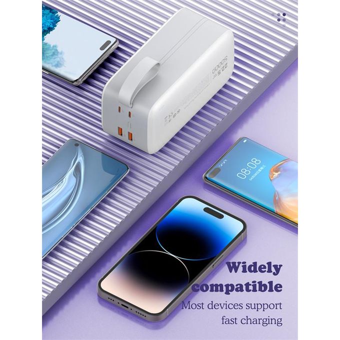 Gray PQ50 Portable Power Bank – 50,000mAh Capacity
