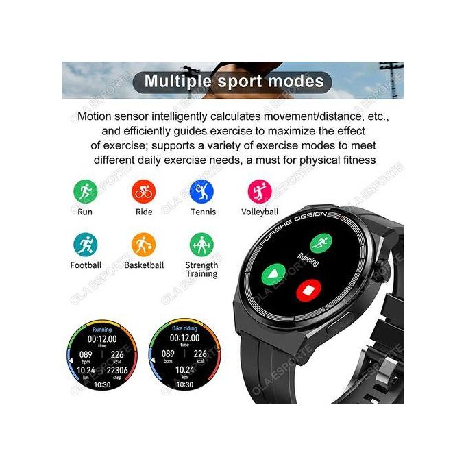 Men’s Fitness Smartwatch – Black, Compatible with Android and iOS — product view 3