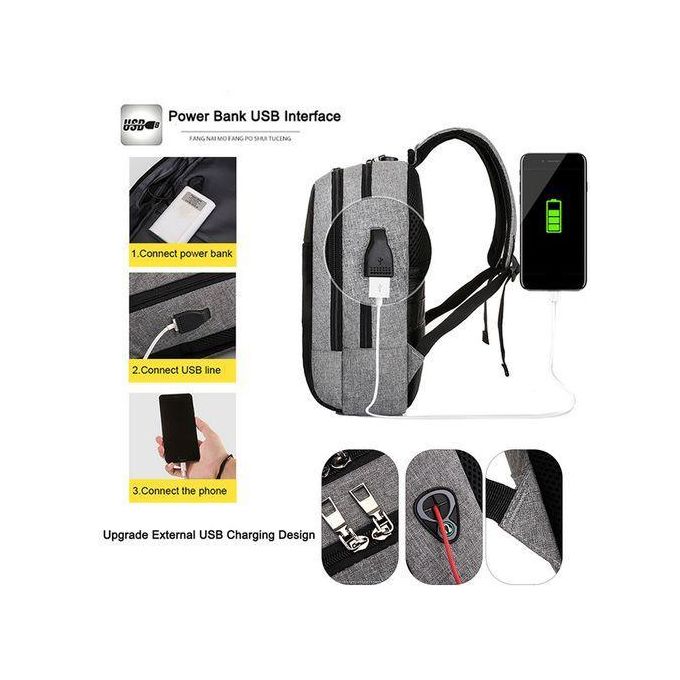 GtyGo Grey Anti-Theft Laptop Travel Backpack