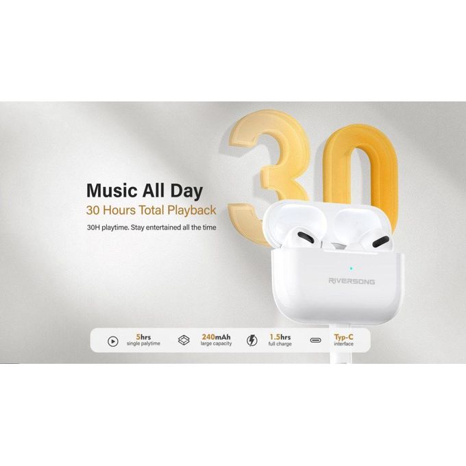 White AirFly L5 Bluetooth Earbuds