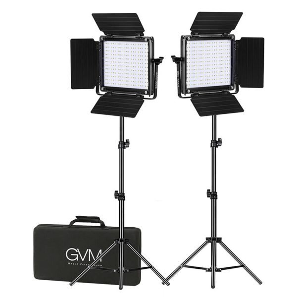 GVM Studio Led Light 800D-RGB – 2 Light Kit with Stand