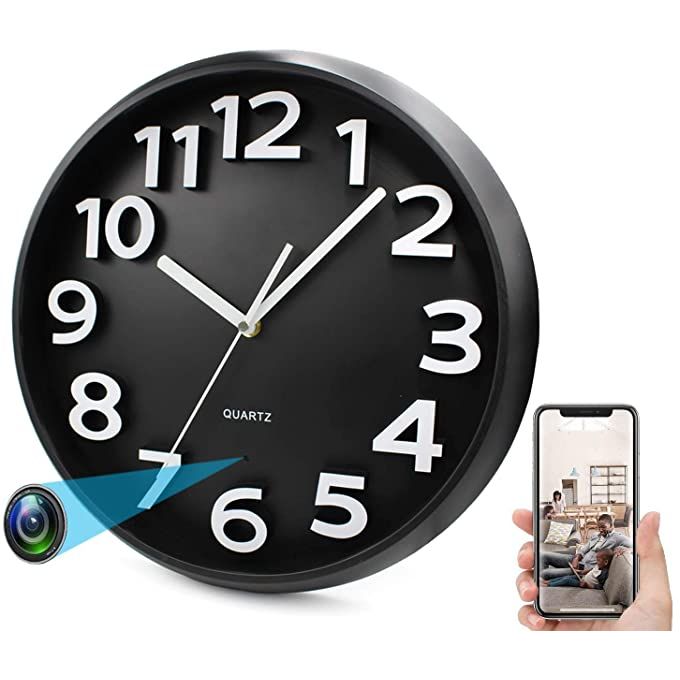 Black HD Security Camera Alarm Clock with WiFi Hidden Camera