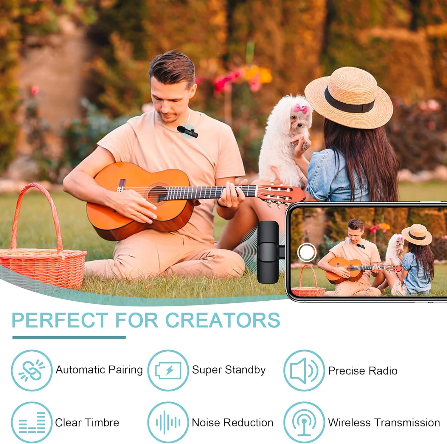 Buy Wireless Lavalier Microphone – Wireless Microphones Compatible with iPhone iPad, Plug-Play Wireless Mic for Recording, YouTube, TikTok, Facebook Live Stream, Noise Reduction Auto-Sync in Kumasi