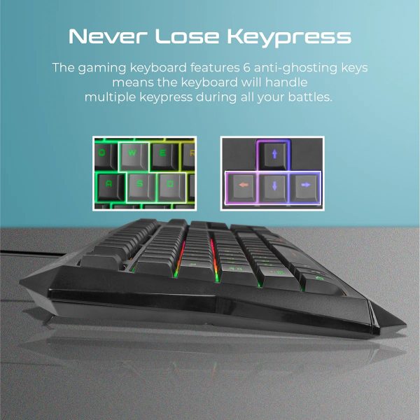 Vertux Black Gaming Keyboard with RGB Backlighting and Anti-Ghosting Feature