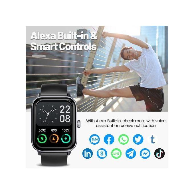 Black 1.8” Waterproof Smart Watch for Hikers – Health Monitor, Bluetooth Calling, Fitness Tracker, Notifications, Weather Updates, and 100 Sport Modes — product view 3