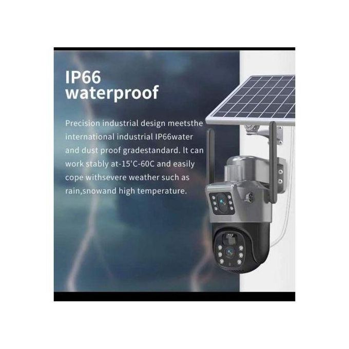 Ubox Black Dual Lens Solar Camera with Rechargeable 4G SIM Card
