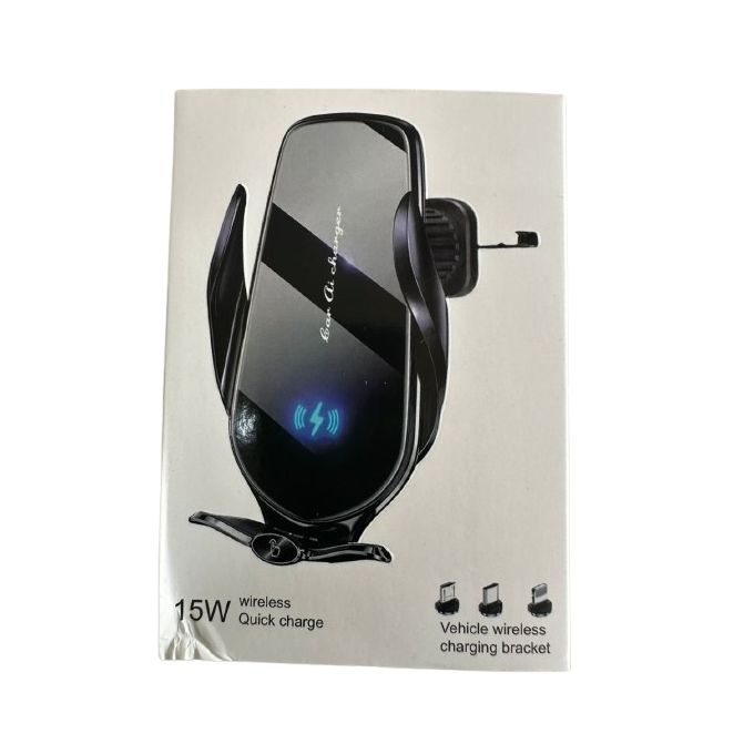 15W Automatic Sensor Wireless Car Charger for All Mobile Devices – Black Fast Charging