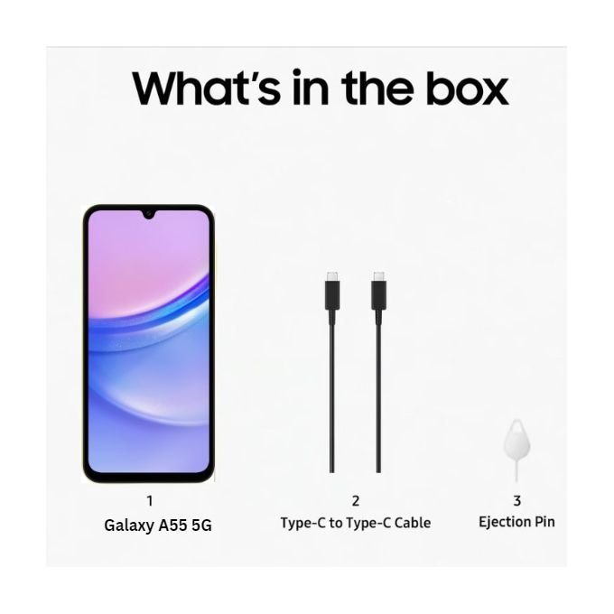 Samsung Galaxy A55 – 5G – 256GB Storage – 8GB RAM – 50MP Rear Camera/32MP Front Camera – Dual SIM – Light Blue (Includes Care + Subscription) – 12-Month Warranty in kumasi