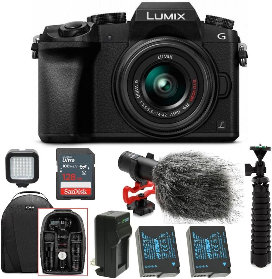 Buy Panasonic LUMIX G7 Mirrorless Digital Camera (Black) Bundle with 128GB Memory Card and Accessories