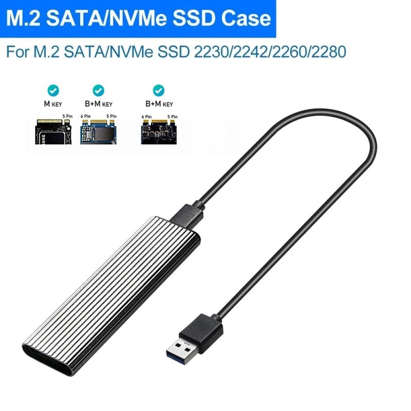 Buy Dual Protocol M2 NVMe/NGFF SATA SSD Case 10Gbps HDD Box M.2 NVME SSD to USB 3.1 Enclosure Type-A to Type-C Cable for M.2 SSD in Kumasi