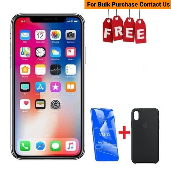 Apple iPhone X - 5.8" Display - 256GB Storage - 3GB RAM - 2716mAh Battery - Silver with Complimentary Case and Screen Protector