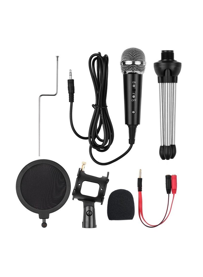 Buy 6.8-12.5CM VIDEO MICROPHONE KIT WITH MIC TRIPOD SHOCK MOUNT POP FILTER WINDSHIELD ADAPTER CABLE 3.5MM PLUG (L4.13 X H1.38)INCHES in Kumasi